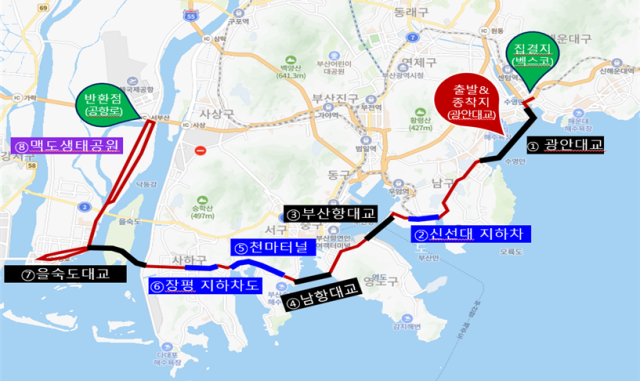 세븐브릿지 광안대교 벡스코 부산항대교 남항대교 을숙도대교