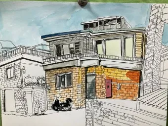 아크릴물감으로 어반스케치 그리기 파주 프로방스 카페로즈에서_18