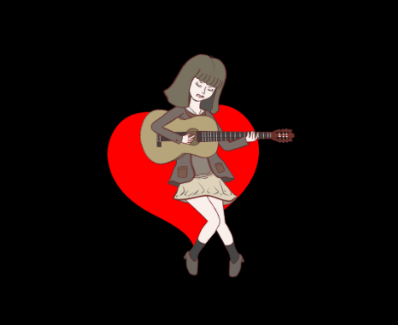 기타치는 악기연주하는 소녀 그림 만화