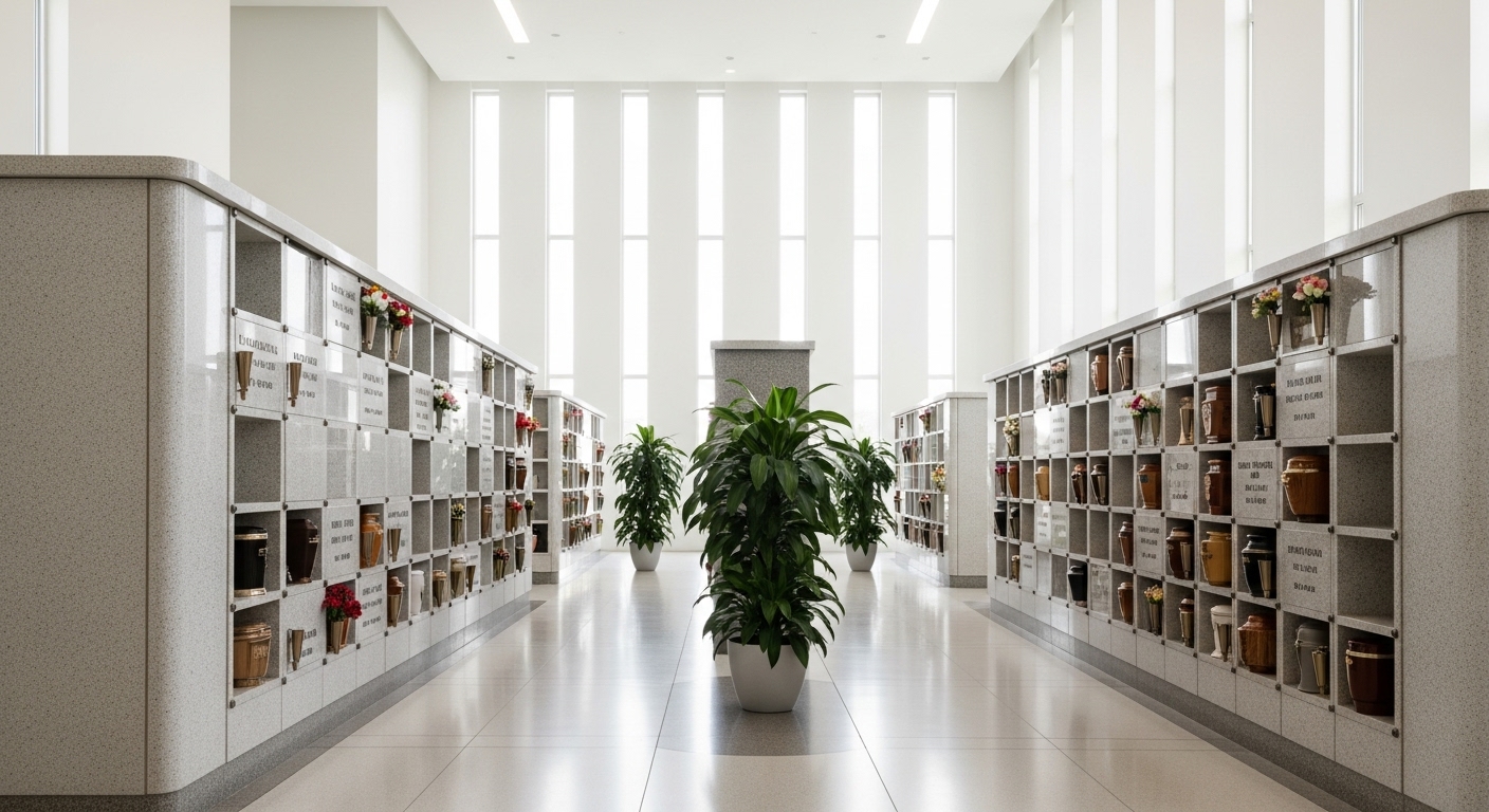 정갈하게 정돈된 공설 봉안시설 내부 모습, 저렴한 비용으로 고인을 모실 수 있는 공간