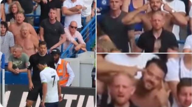 손흥민에게 인종차별적 행위를 하는 첼시 팬