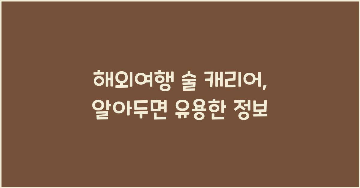 해외여행 술 캐리어