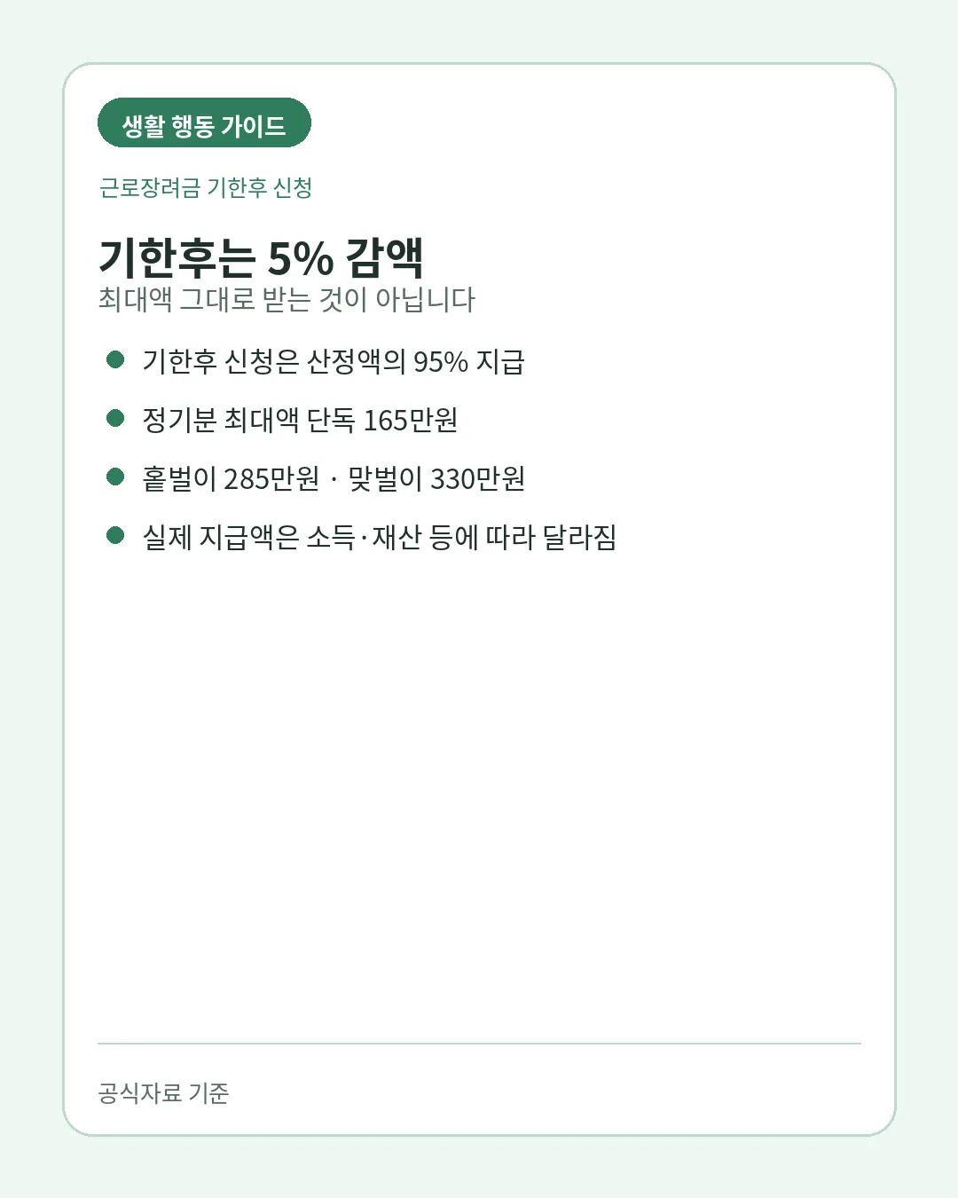 근로장려금 재산구간 추가감액 전문직 제외 주의사항