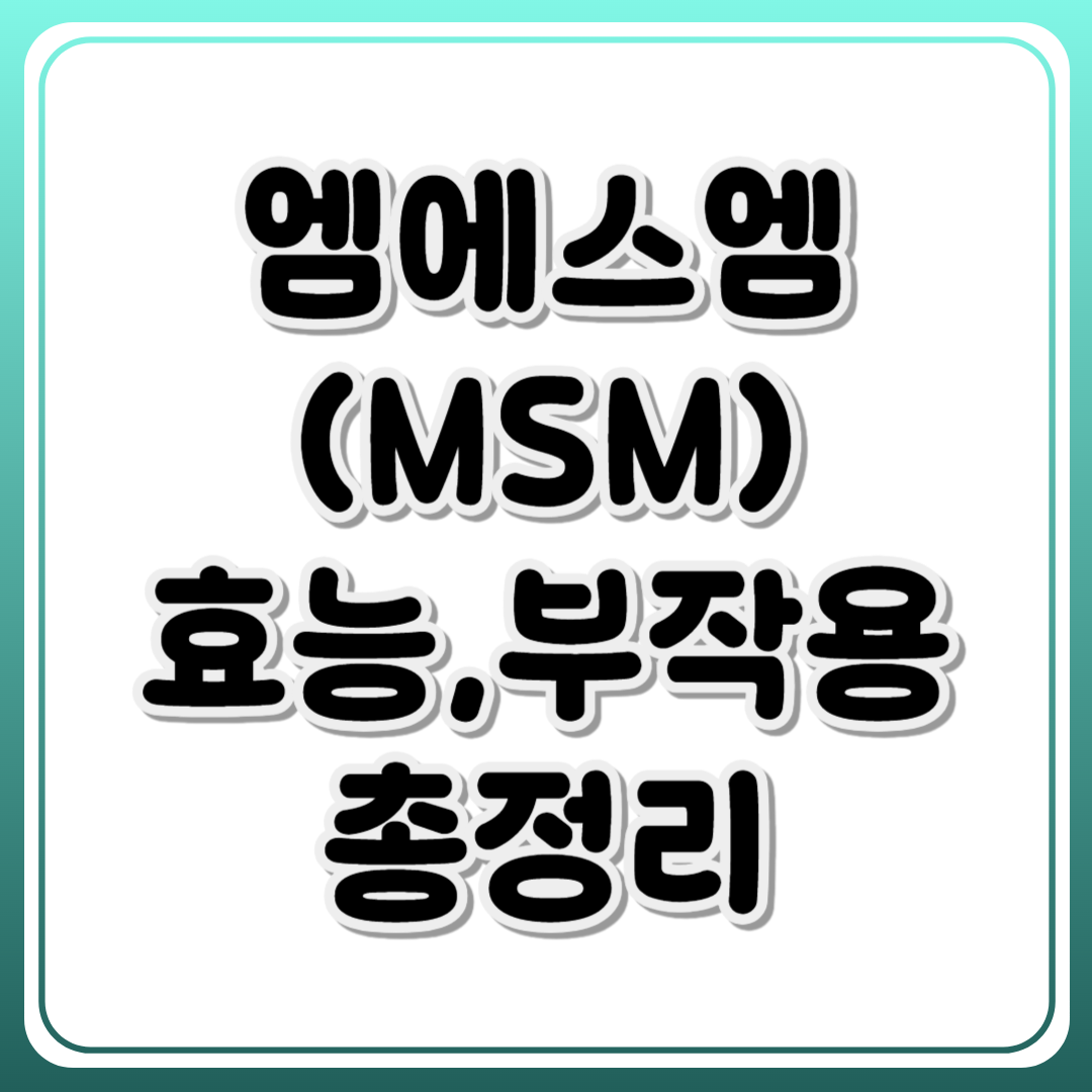 엠에스엠(MSM)효능과 부작용 총정리