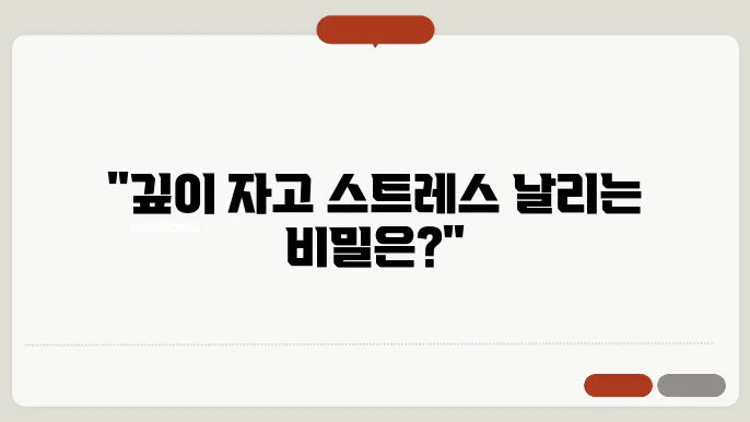 내일의 에너지를 위한 숙면, 스트레스 해소법 공개