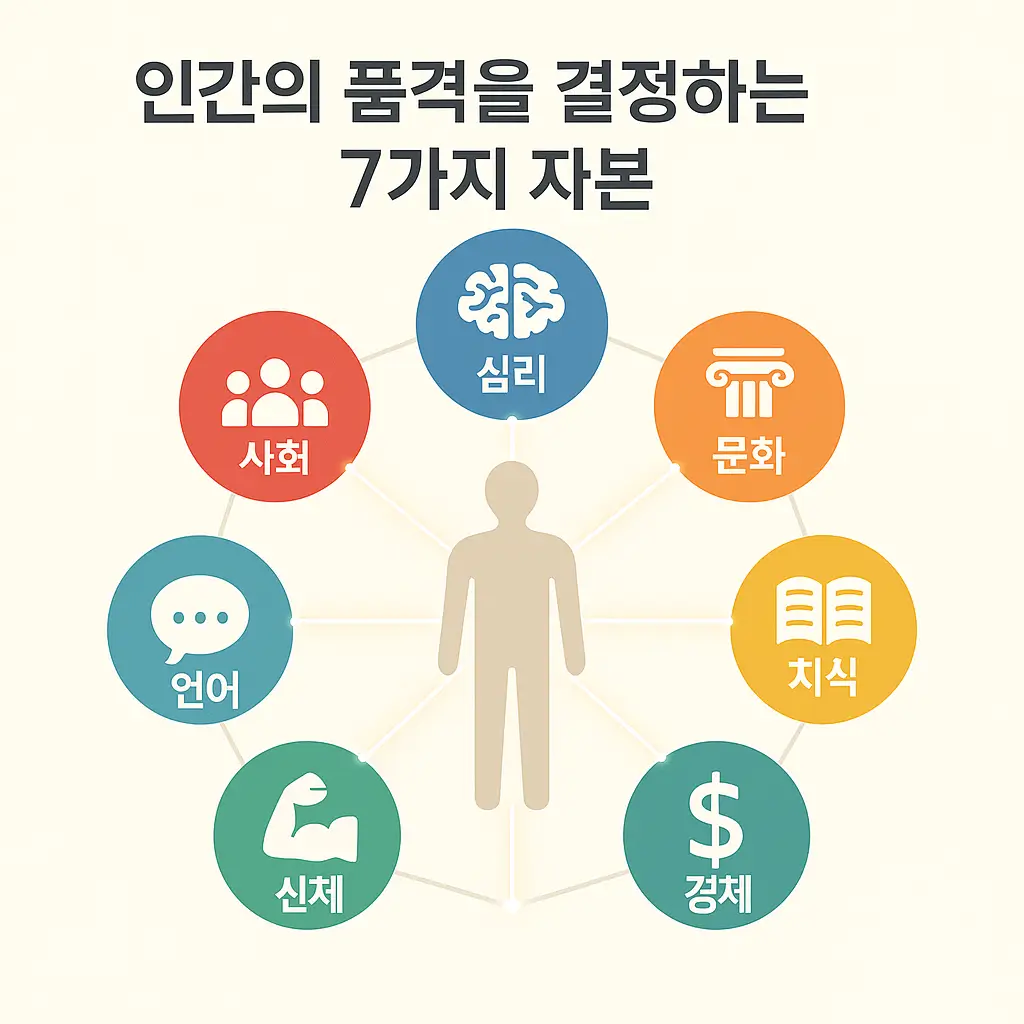 인간의 품격을 결정하는 7가지 자본(심리,문화,지식,경제,신체,언어,사회)