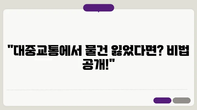 대중교통에서 물건 잃어버렸을 때 대처법 분실물, 분실물 센터, 분실물 찾는 법