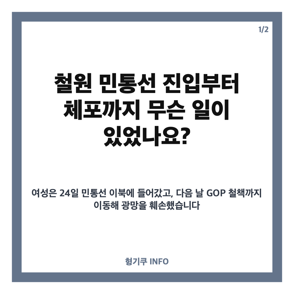 여성 GOP 훼손 사건, 철원 민통선 진입부터 체포까지 무슨 일이 있었나 카드뉴스 1