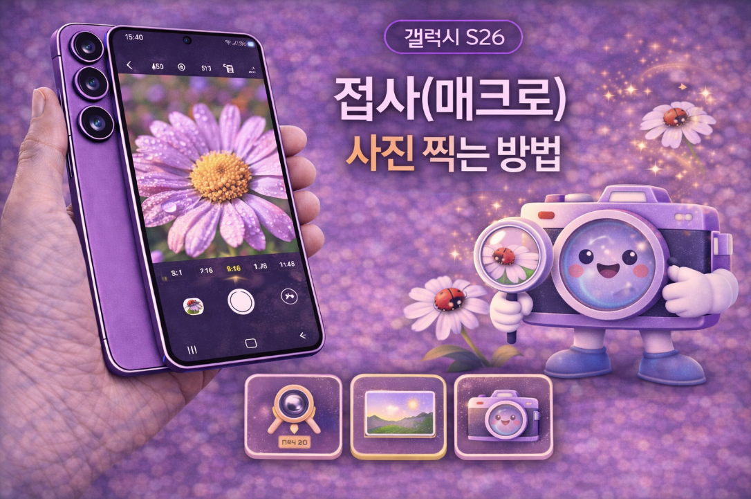 갤럭시 S26 접사 매크로 사진 찍는 방법 설명 이미지