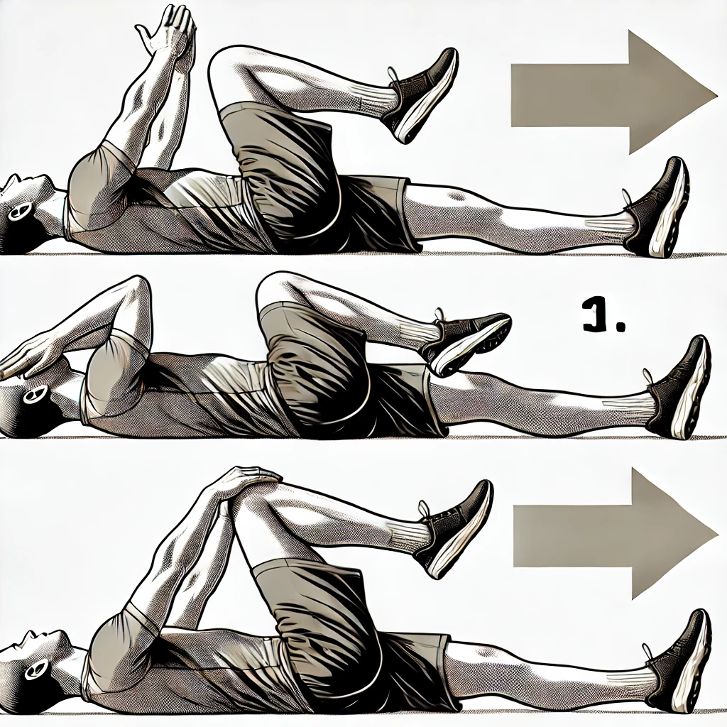 누워서 무릎 당기기