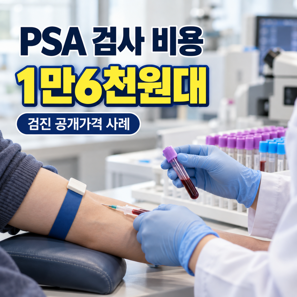 2026년 PSA 검사 공개가격 1만6천원대 사례와 건강보험 급여기준, Free PSA 추가검사를 설명하는 안내 이미지