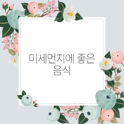 미세먼지에 좋은 음식