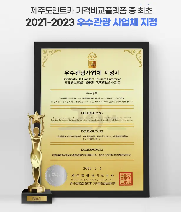 돌하루팡 우수관광사업체 지정