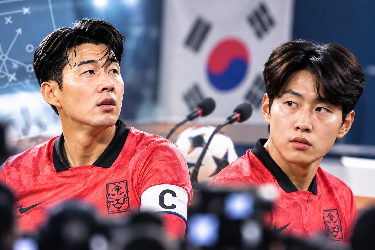이강인 손흥민 불화설 관련 소속사 사실무근 발표와 법적 대응 예고를 다룬 AI 생성 이미지