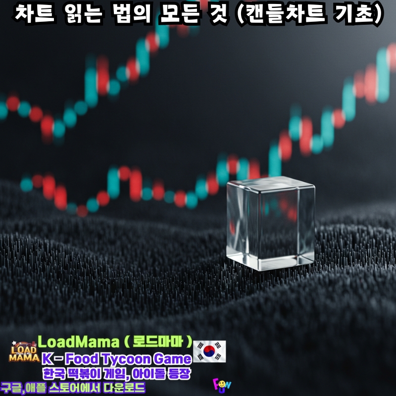크고 투명한 3D 캔들스틱 하나가 기본 구성 요소로 가까이에서 보입니다