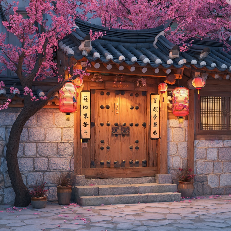 해질녘 대문 입구