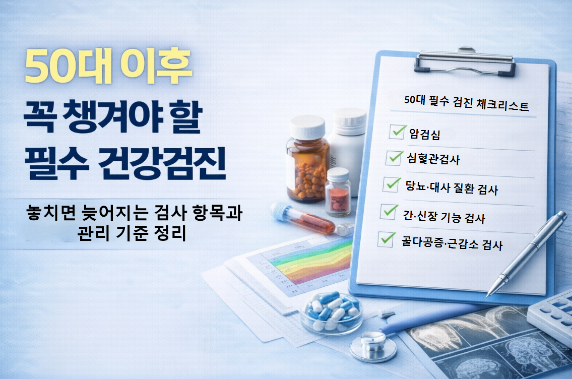 50대 이후 꼭 챙겨야 할 필수 건강검진 / 놓치면 늦어지는 검사 항목과 관리 기준 정리