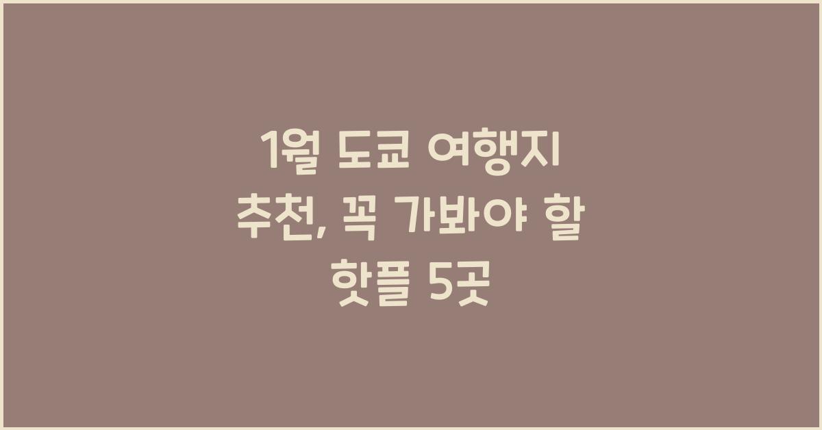 1월 도쿄 여행지 추천