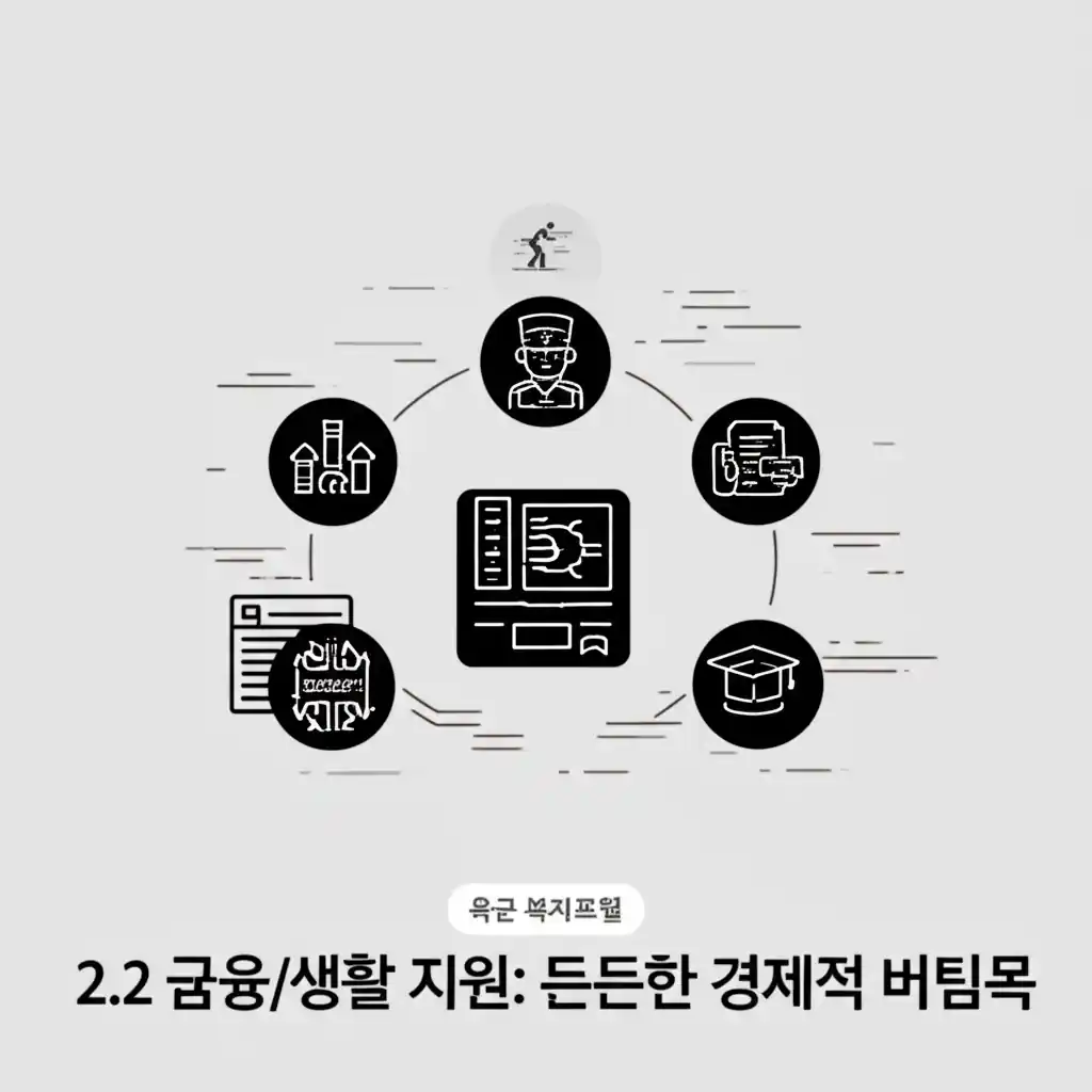 육군 복지포털 2.2 금융/생활 지원: 든든한 경제적 버팀목 서비스 안내 이미지