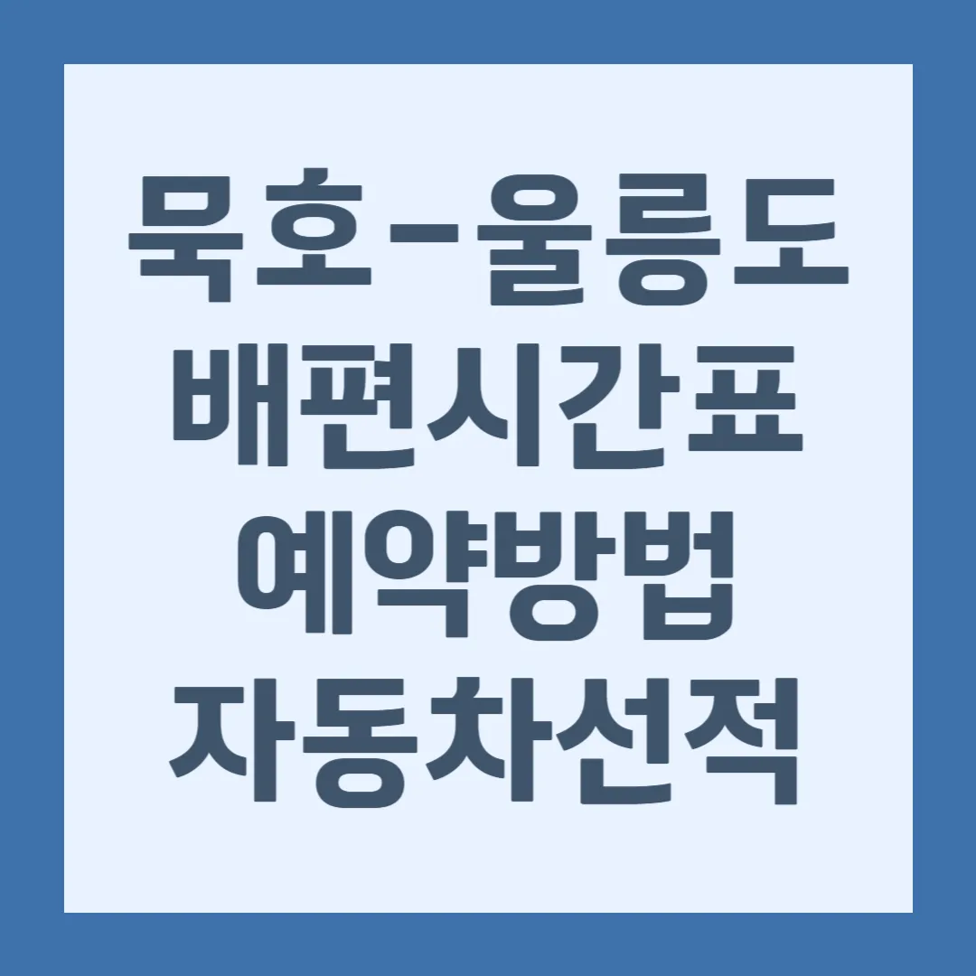 묵호 울릉도 배편 시간표, 예약 방법, 자동차 선적