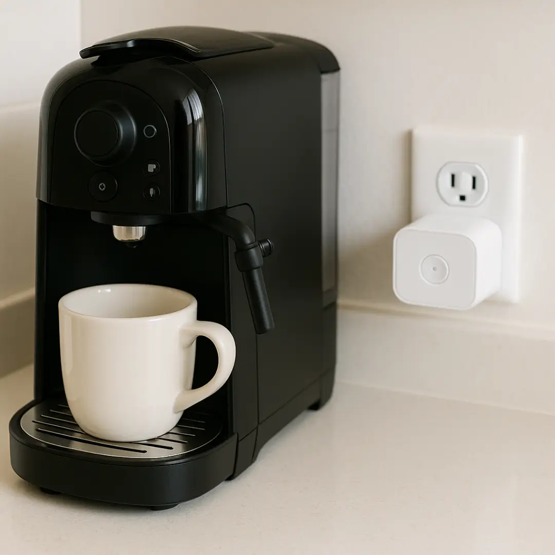 커피머신에 연결된 스마트플러그&amp;#44; 아침 루틴 자동화에 활용