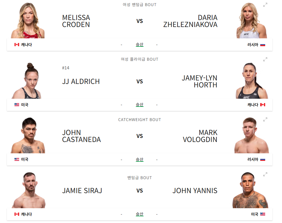 UFC경기일정