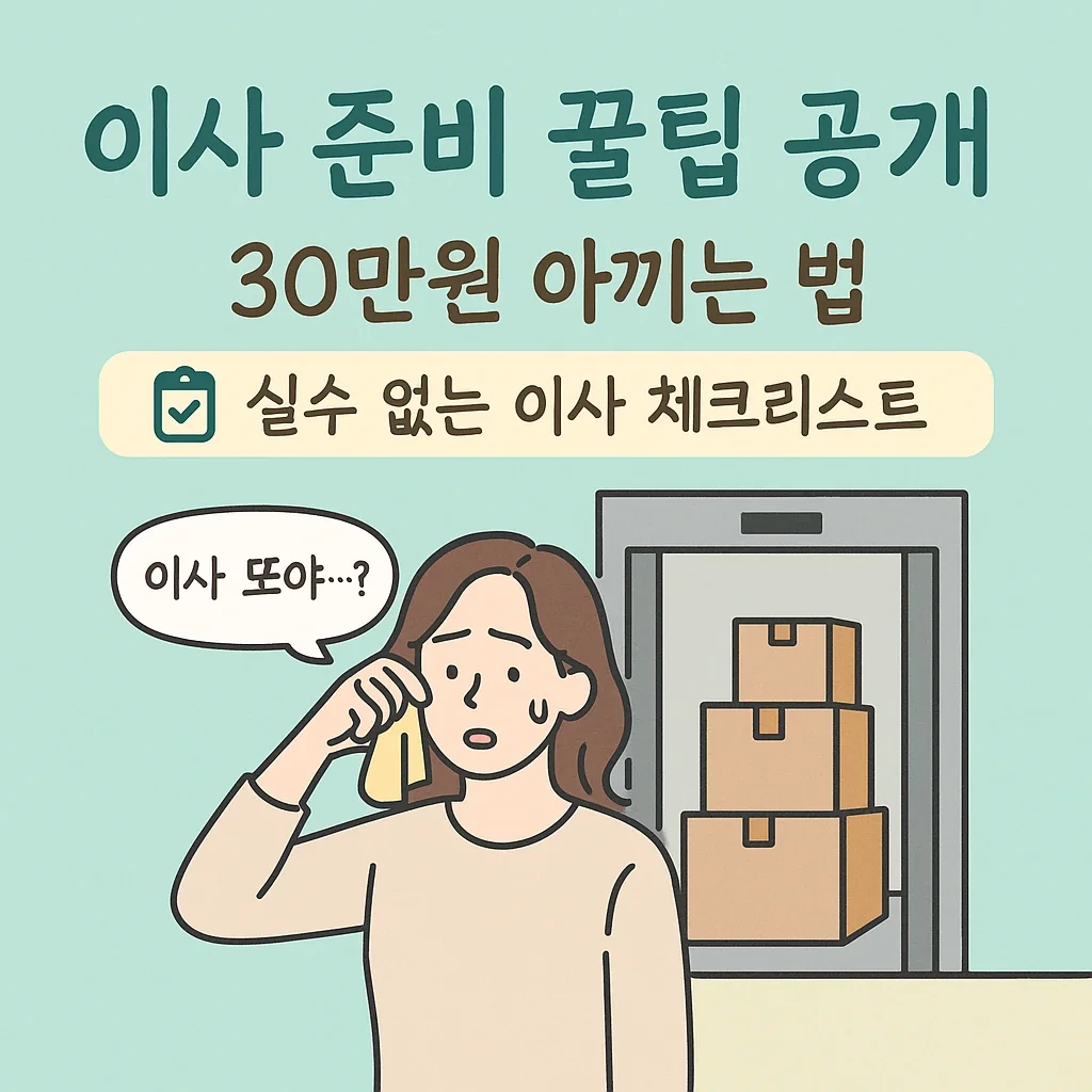이사 준비 꿀팁을 담은 카드뉴스형 썸네일 이미지