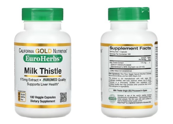 California Gold Nutrition&#44; 밀크시슬추출물&#44; EuroHerbs&#44; European Quality&#44; 175mg&#44; 베지 캡슐 180정