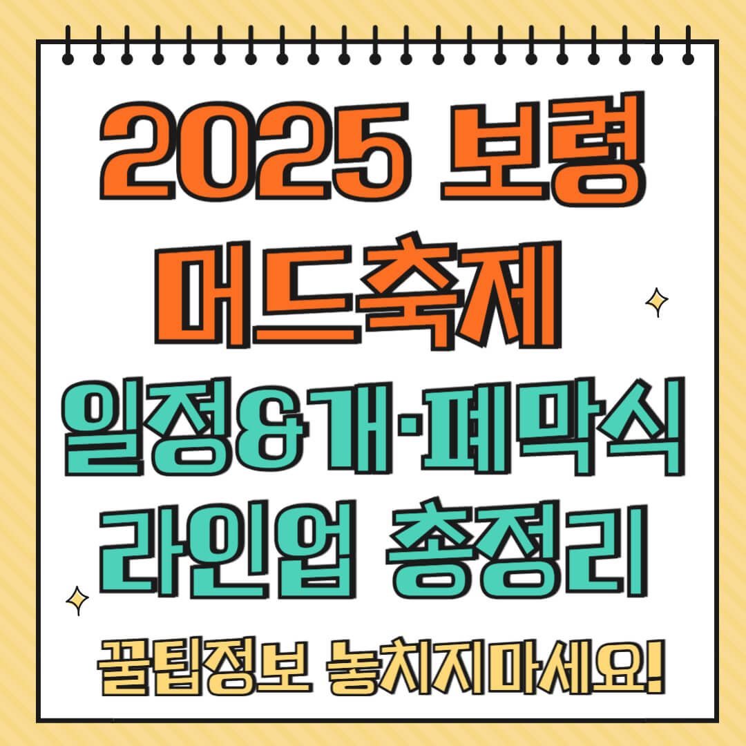 2025 보령머드축제 기본정보 : 일정&amp;개&middot;폐막식 라인업 총정리