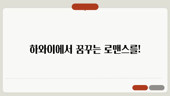 하와이 신혼여행 일정