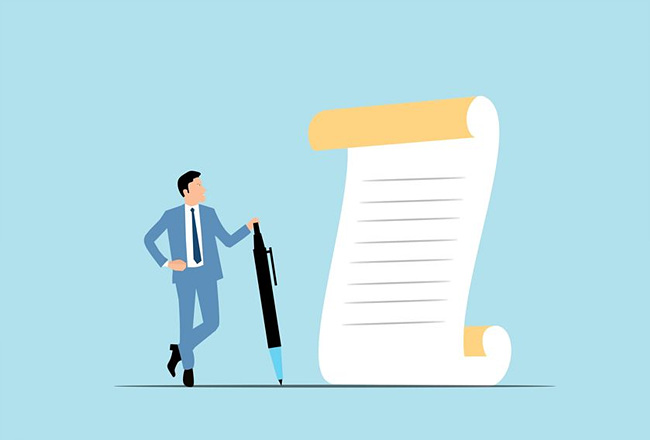 서류 보고있는 남자 일러스트 사진