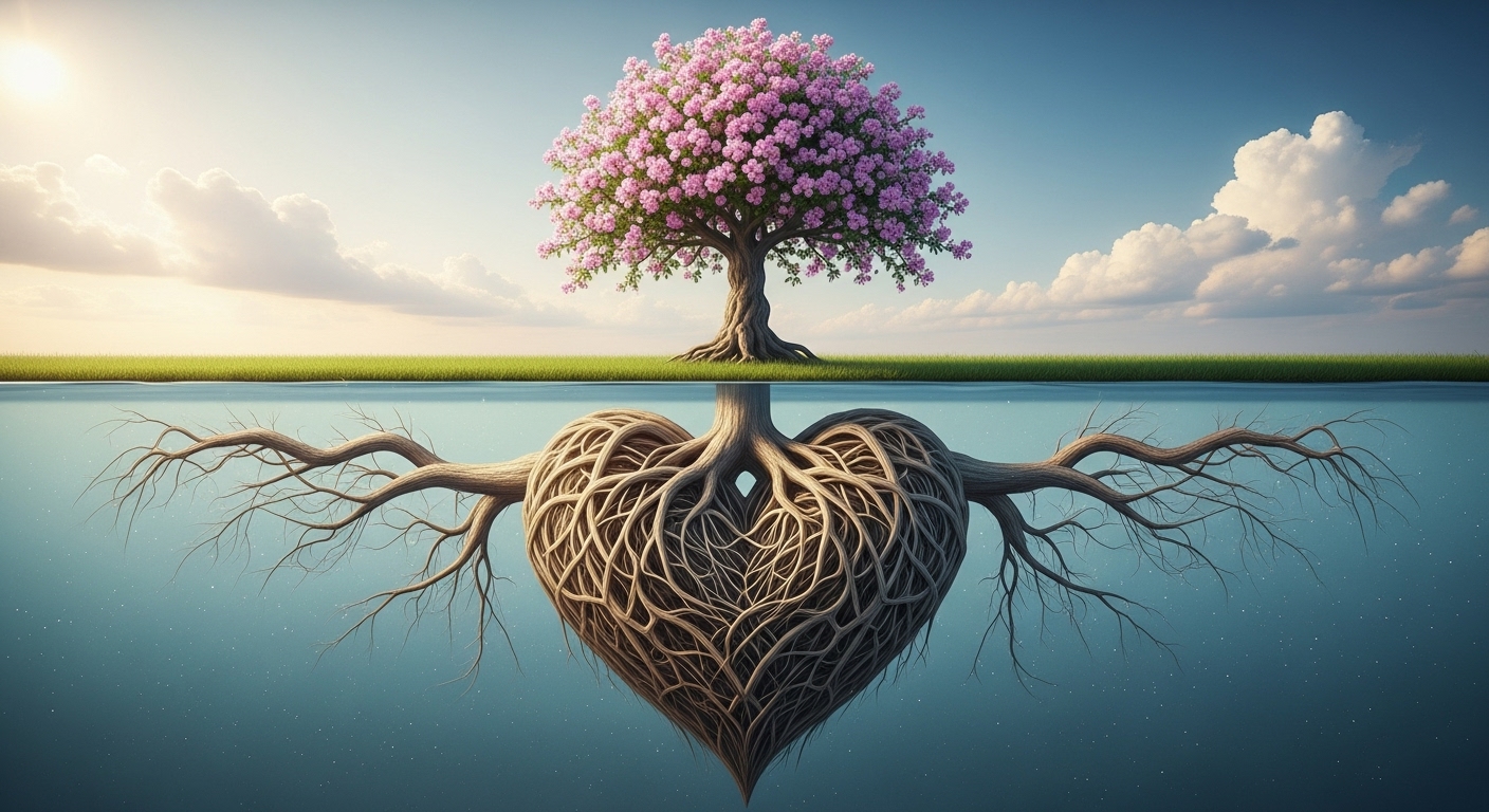 감정적인 교류를 통해 튼튼한 하트 모양의 뿌리를 내리고 아름답게 피어나는 식물.