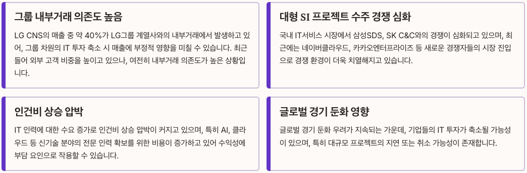 LG CNS 투자 매력도 리스크 요인 정리 이미지