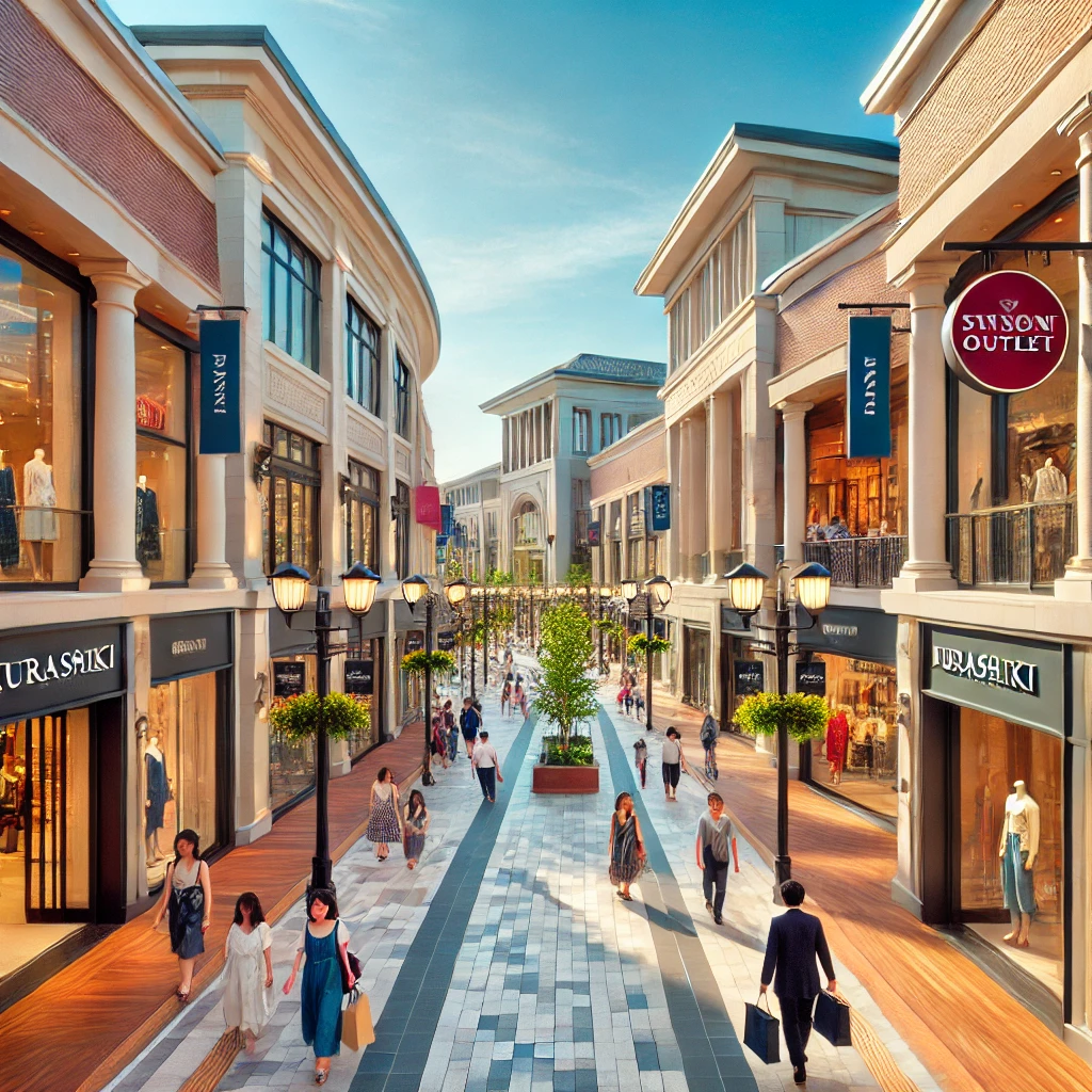 쿠라시키 아울렛 외관 및 쇼핑 거리 모습