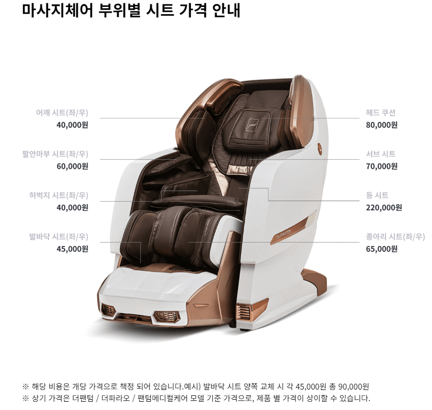 바디브랜드-안마의자-시트별-교체-금액