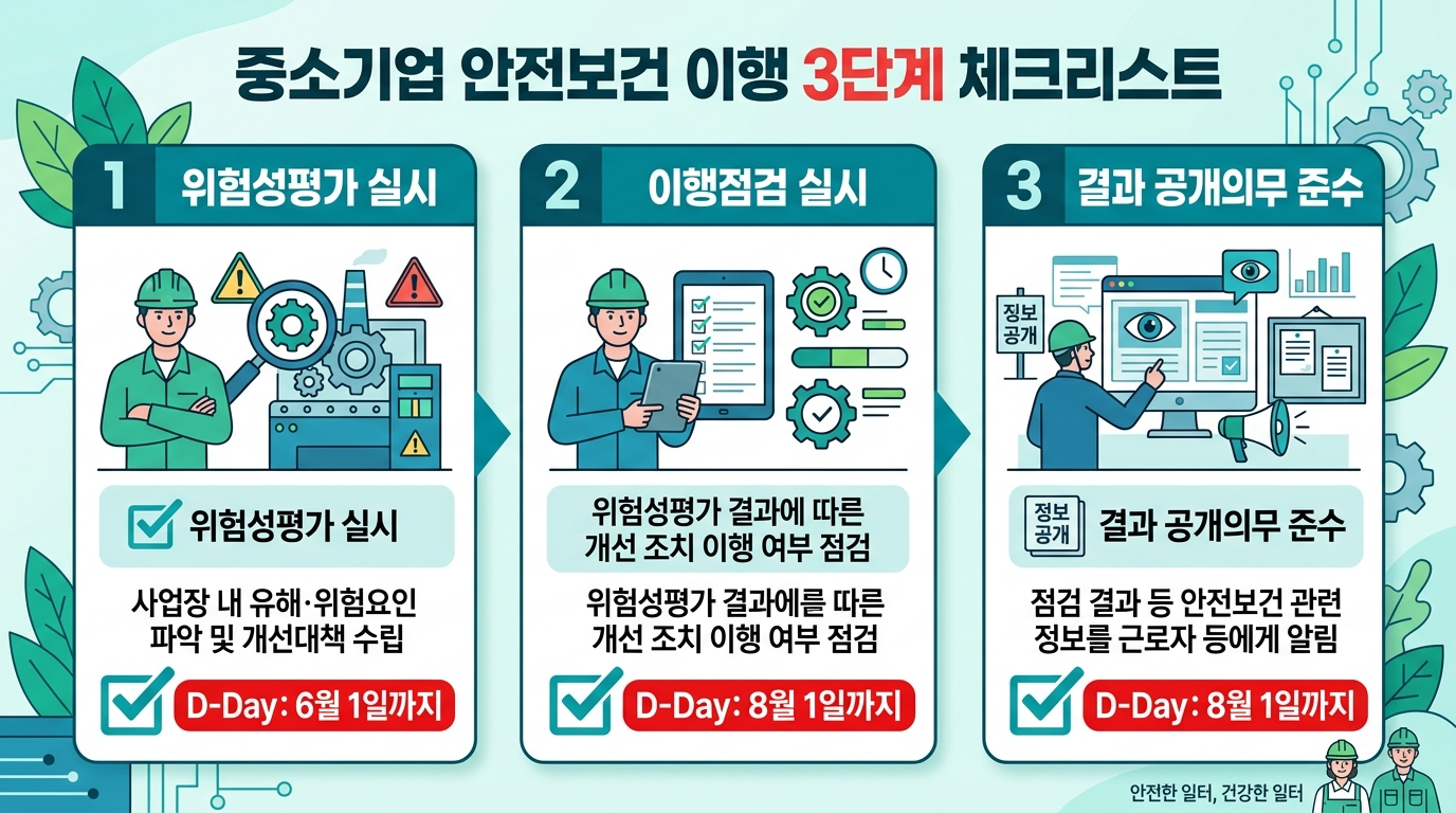 6월 1일&middot;8월 1일 산안법 개정 단계별 중소기업 준비 체크리스트