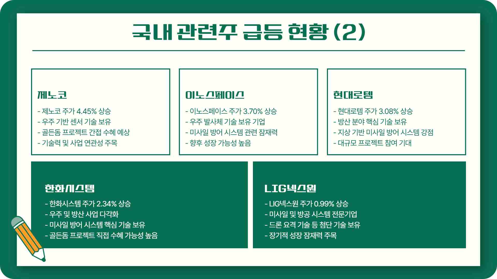 트럼프 골든돔 프로젝트 우주항공주 방산주 급등 종목 확인하기