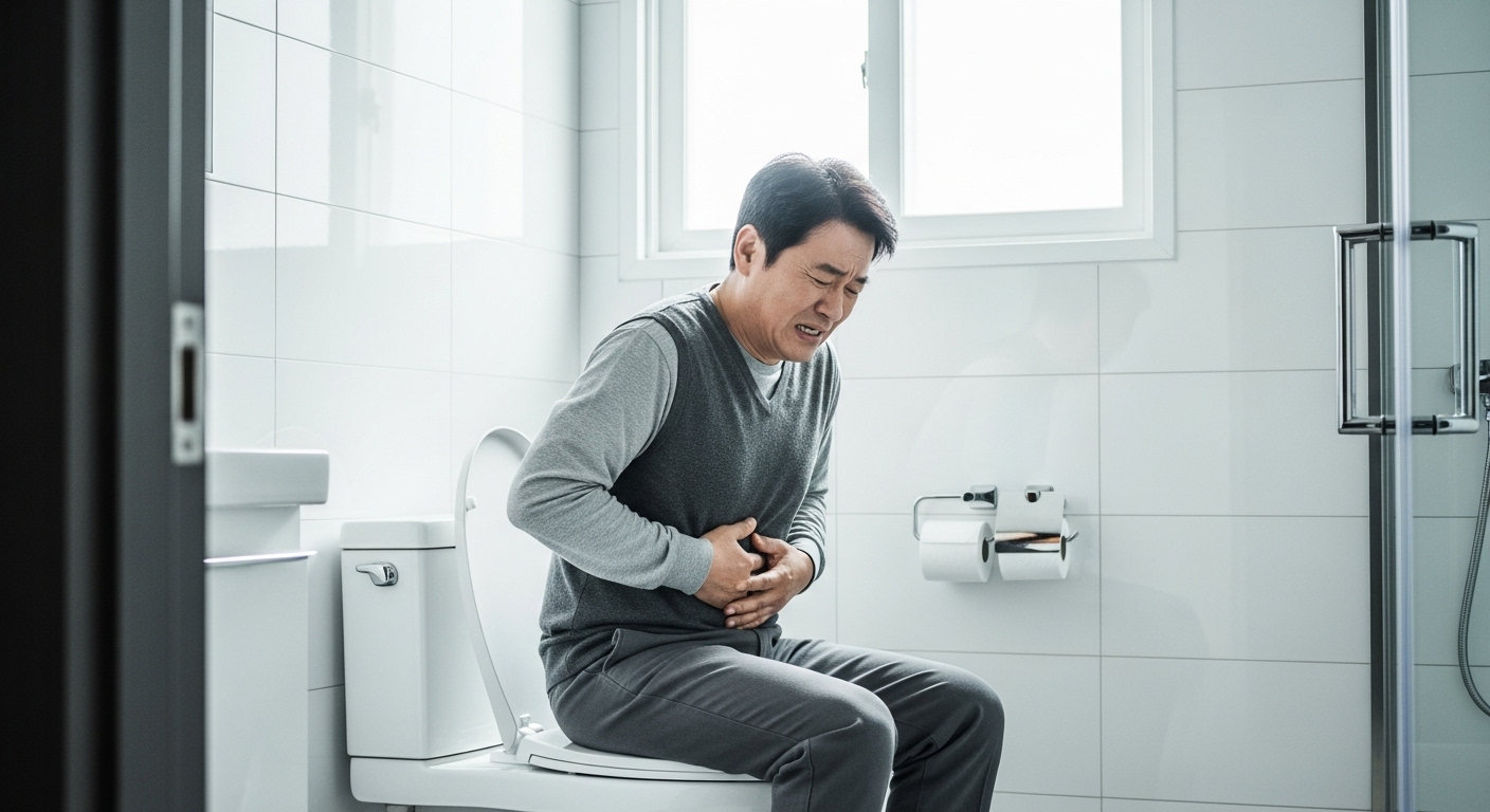 화장실 앞에서 고민하는 남성