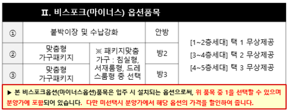 비스포크 마이너스 옵션