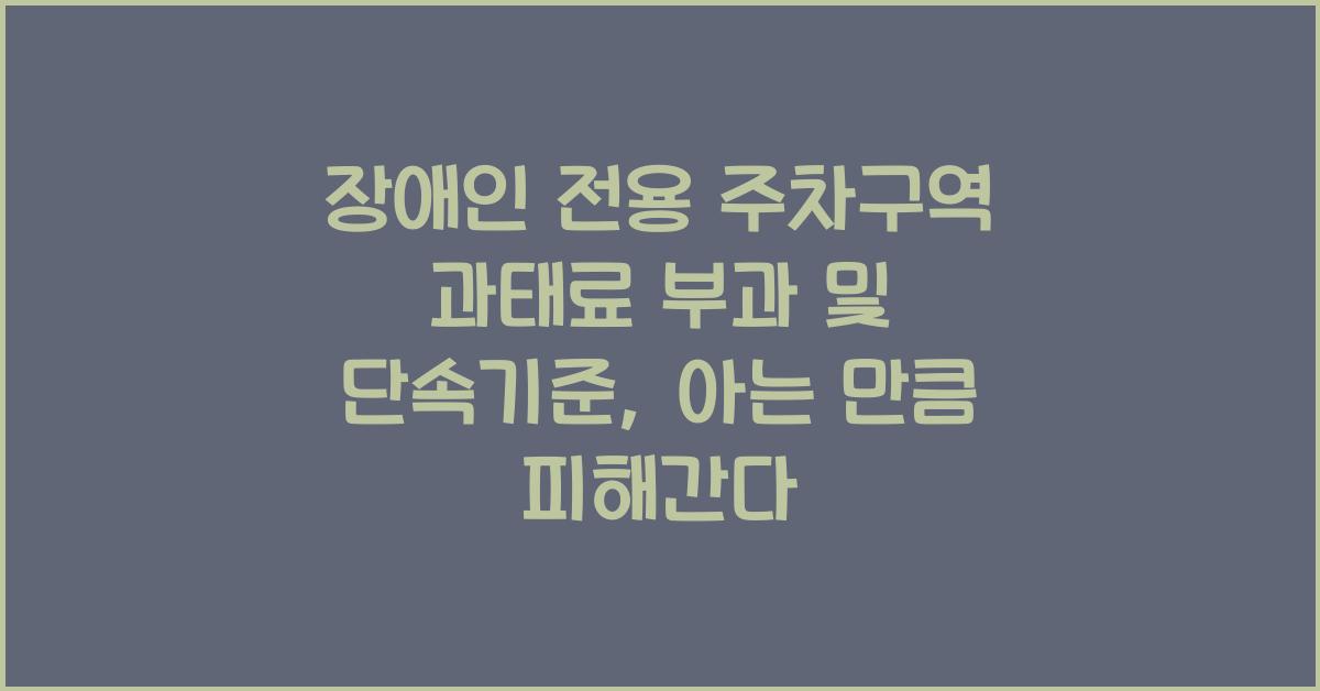 장애인 전용 주차구역 과태료 부과 및 단속기준