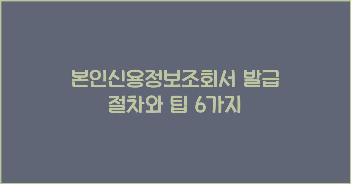 본인신용정보조회서 발급