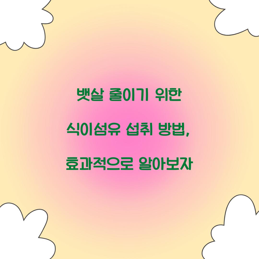 뱃살 줄이기 위한 식이섬유 섭취 방법