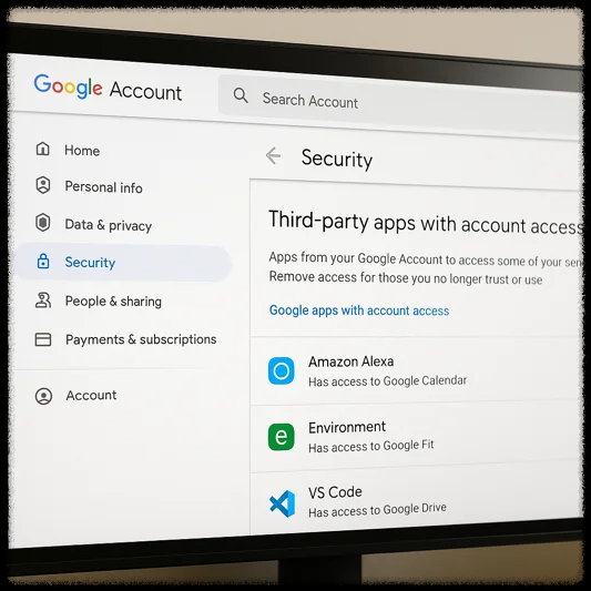 구글 계정 보안 설정 페이지 스크린샷