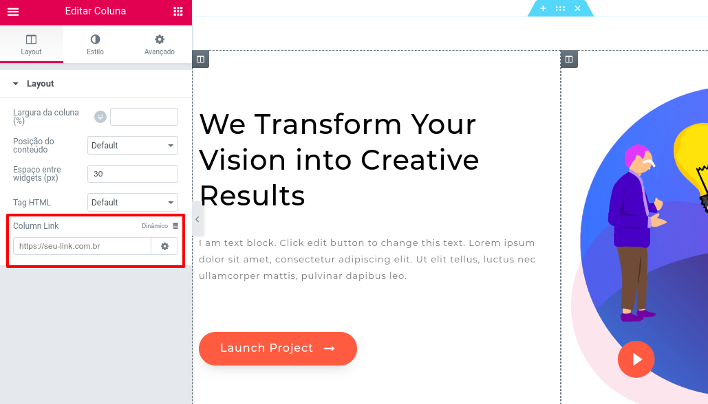 플러그인을 이용하여 엘리멘터 컬럼 링크 걸기 - Make Column Clickable Elementor