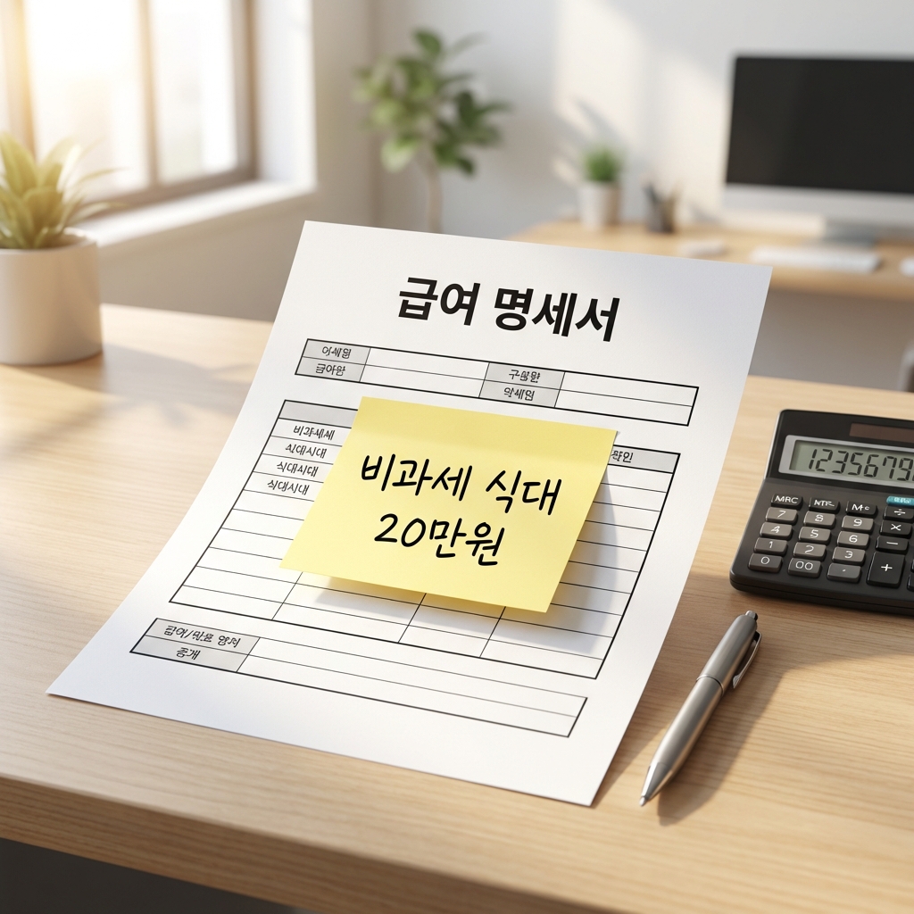 2026년 직장인 급여명세서 식대 비과세 월 20만원 한도 상향 확인 방법