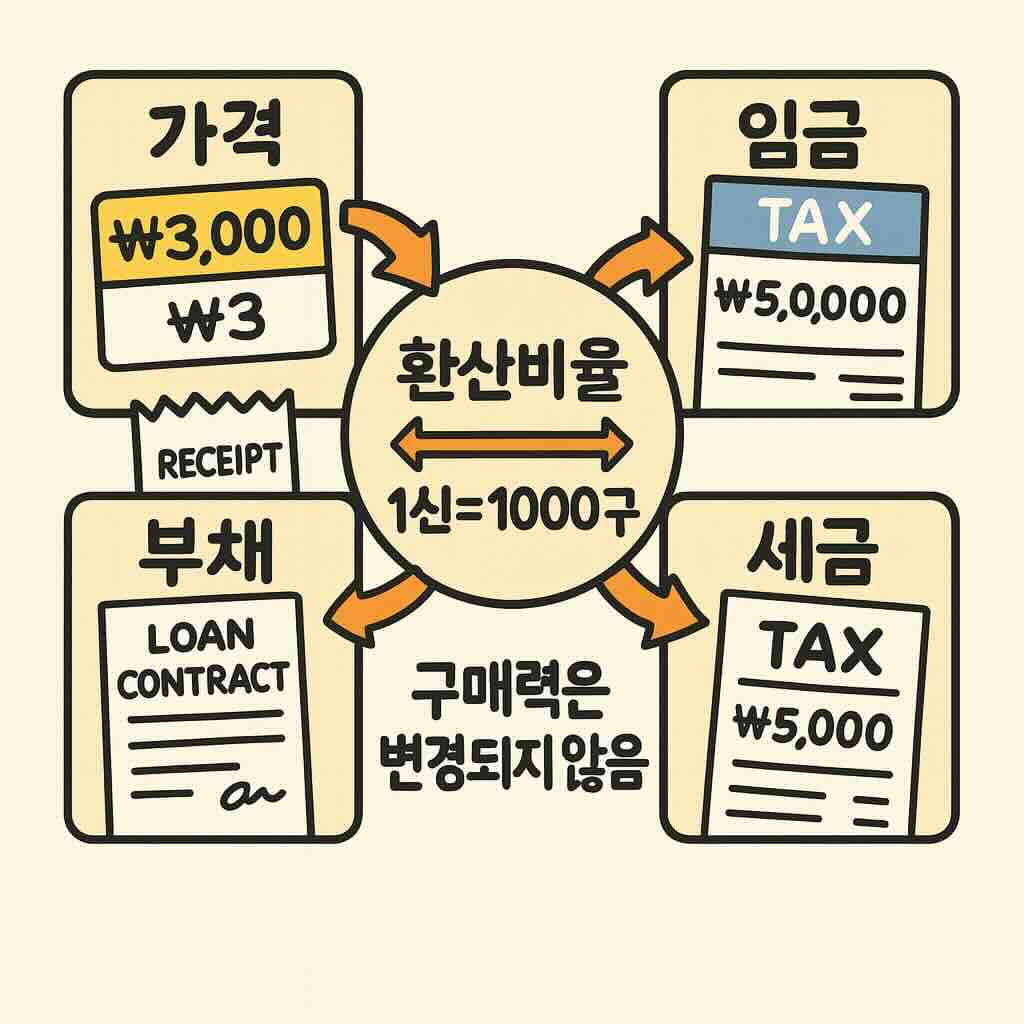 화폐단위 변경이 경제에 미치는 경로