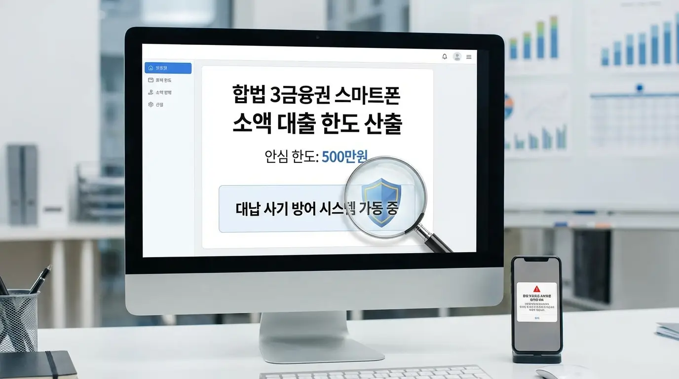 합법 3금융권 스마트 폰 소액 대출 한도 산출 및 대납 사기 방어