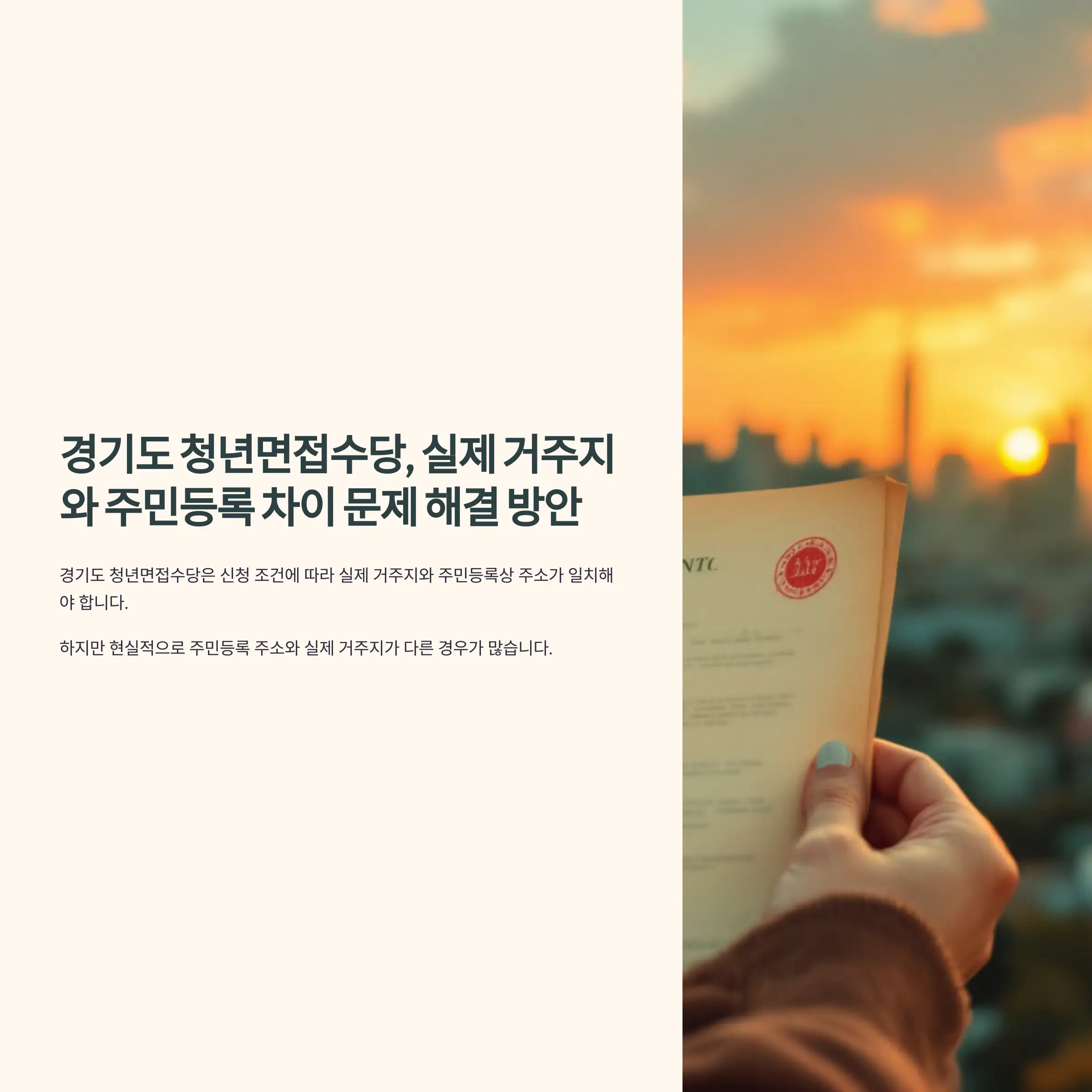 경기도 청년면접수당 실제 거주지