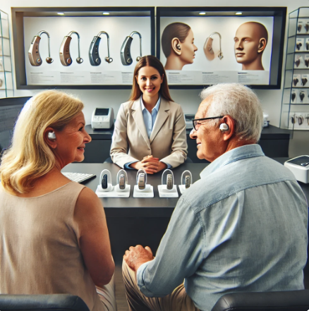 보청기를 구매하는 부모님 이미지