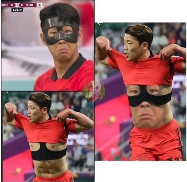 황희찬 세리머니와 손흥민 마스크 패러디